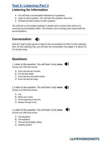 Listening Test 5 Part 3