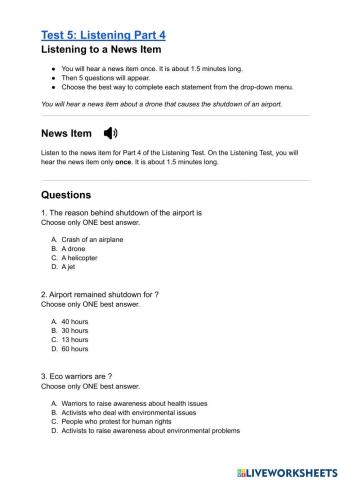 Listening Test 5 Part 4