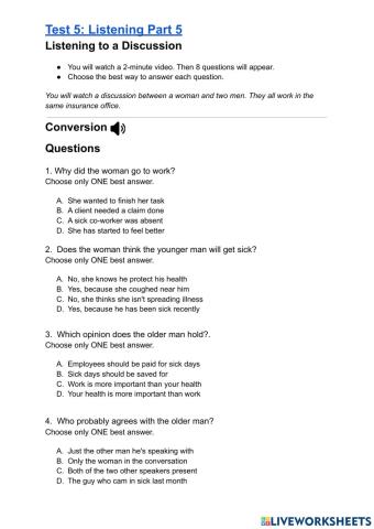 Listening Test 5 Part 5