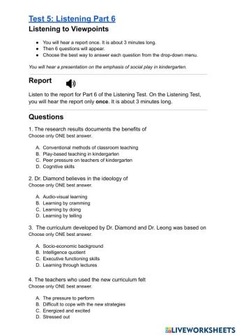 Listening Test 5 Part 6