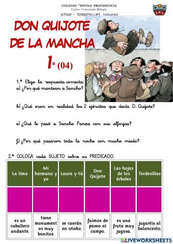 012 D. QUIJOTE comprensión lectora 2º E.P.