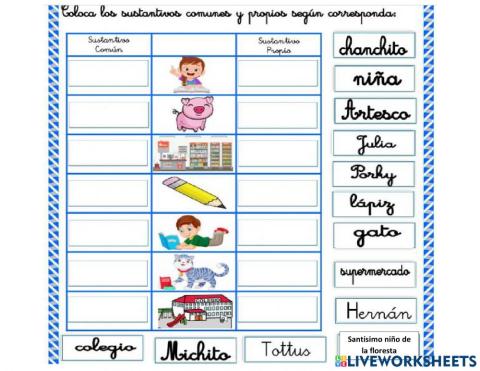 Sustantivos propios y comunes