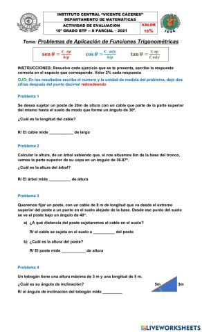 Problemas de Aplicación con Funciones Trigonométricas