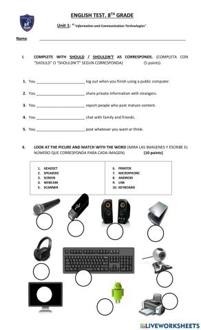 English Test 8th grade