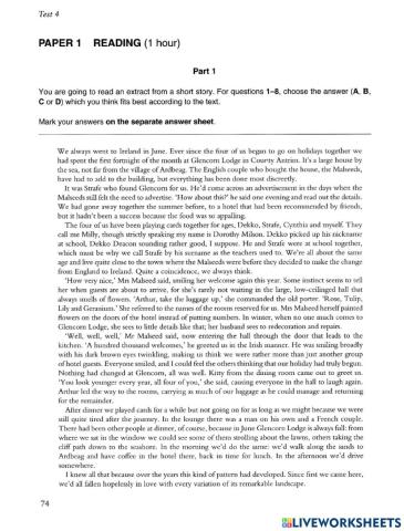 Reading paper. (parts 5, 6 and 7)