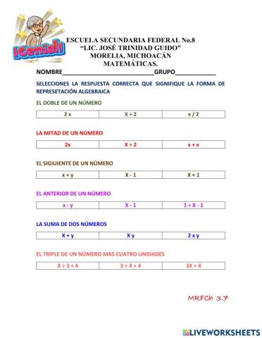 Expresiones algebraicas