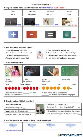 Vocabulary: Math (Unit 11A)