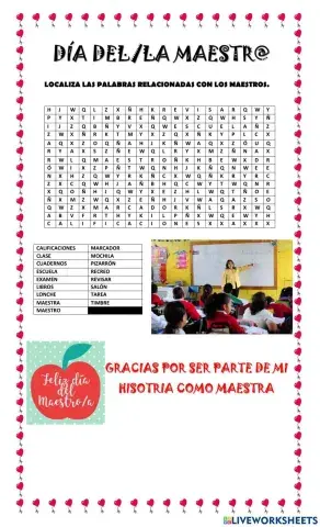 Sopa de letras día del maestro
