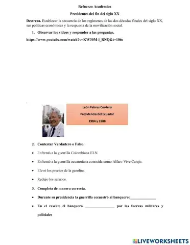 Presidencias del fin del siglo XX