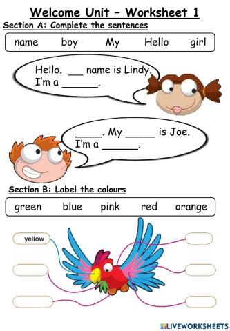 Welcome Worksheet 1