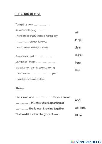 Song: the glory of love