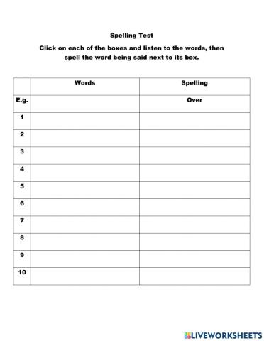 Spelling Exercise