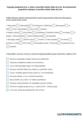 Vienarūšių sakinio dalių skyryba