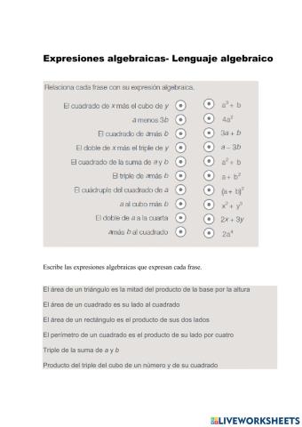 EXpresiones algebraicas