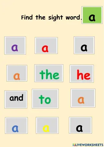 Sight word a