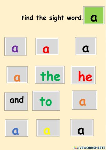 Sight word a