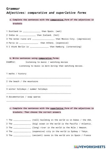Comparatives and superlatives