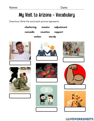 My Visist to Arizona - Vocabulary