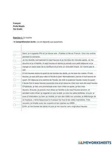 L'heure et la routine