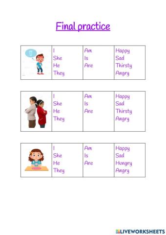 Feelings. Complete sentences for kids.