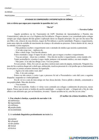 Interpretação - Crônica