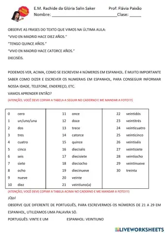 Los números en español