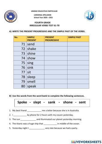 Verbs test 71-80