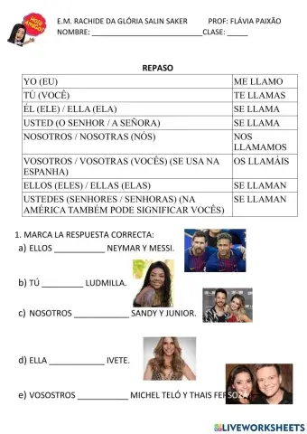 Repaso ser y llamarse