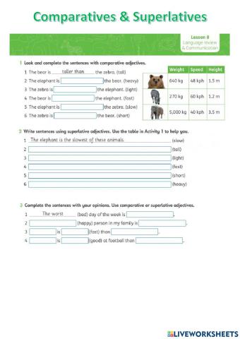 Comparatives and superlatives