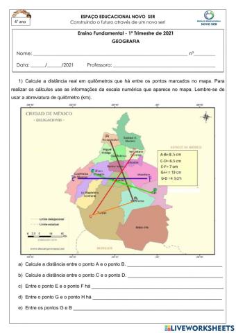 Calculando distâncias usando a escala