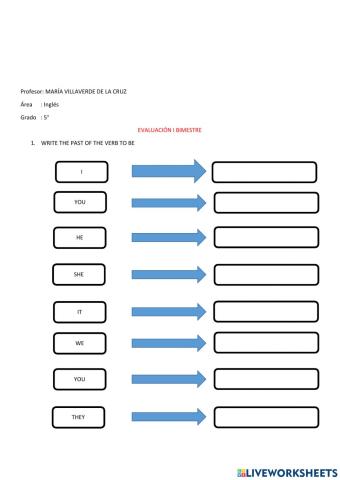 5to Evaluación I bimestre (inglés)