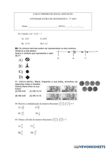 Atividade de matemática