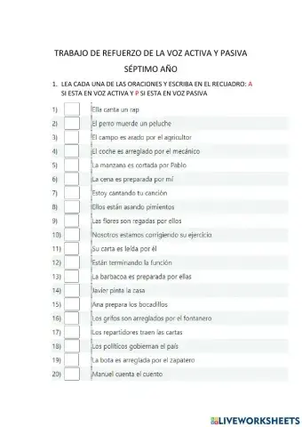 Voz Activa y pasiva del Verbo