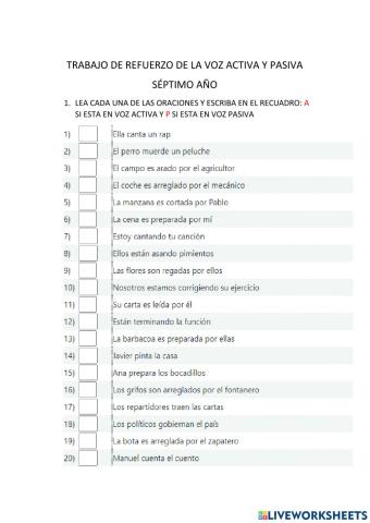 Voz Activa y pasiva del Verbo