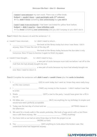 Needn't hsve done or didn't need to