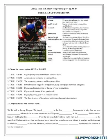 I can talk about competitive sport