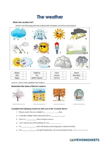 Vocabulary - Weather - Level I Adults  - Teens