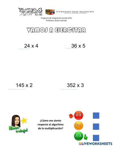 Ejercitemos: Algoritmo de la multiplicación