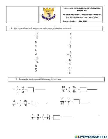 Multiplicación y división de racionales