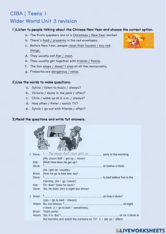 Wider World 1 - unit 3 revision