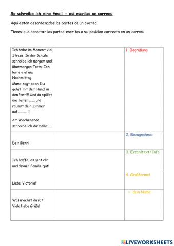 Teile eines Briefes - simpel