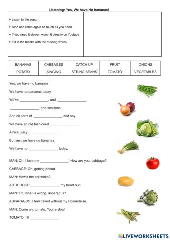 Listening: Muppets: Yes, we have no bananas