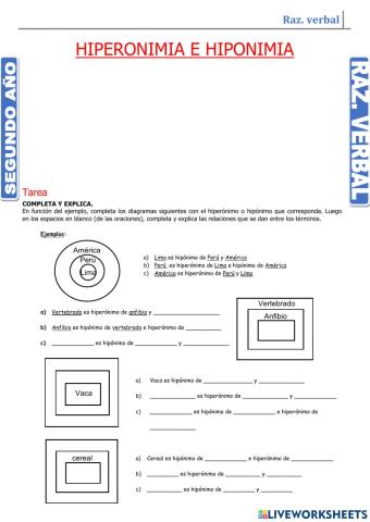 Hiperonimia e hiponimia