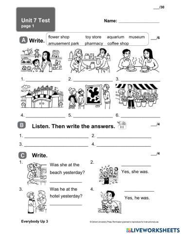 Exam - juniors 10 - unit 7