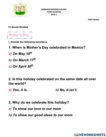 Social Studies Quiz 2