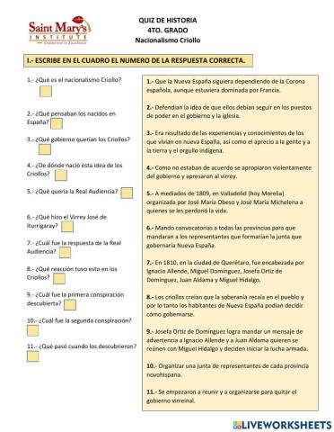 Quiz nacionalismo criollo