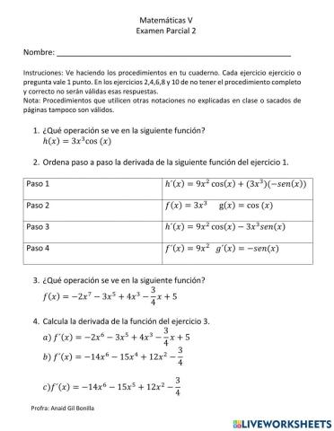 Examen derivadas