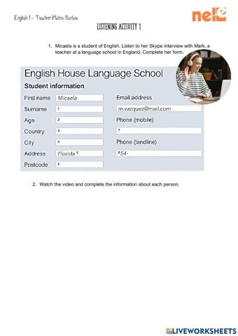 Listening Activity 1