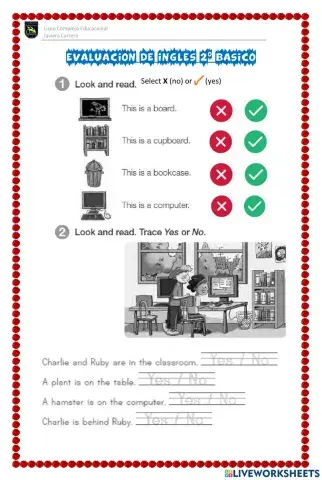 Evaluacion e Inglés 2° básico