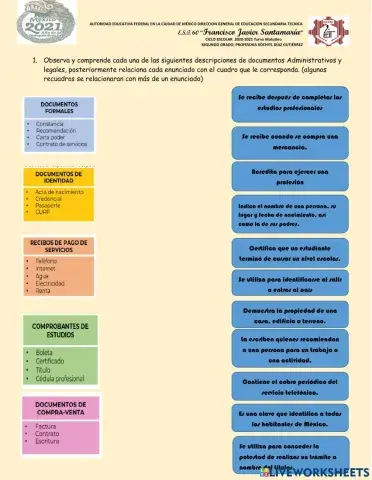 Reforzamiento ficha interactiva describo y comparo documentos legales y administrativos